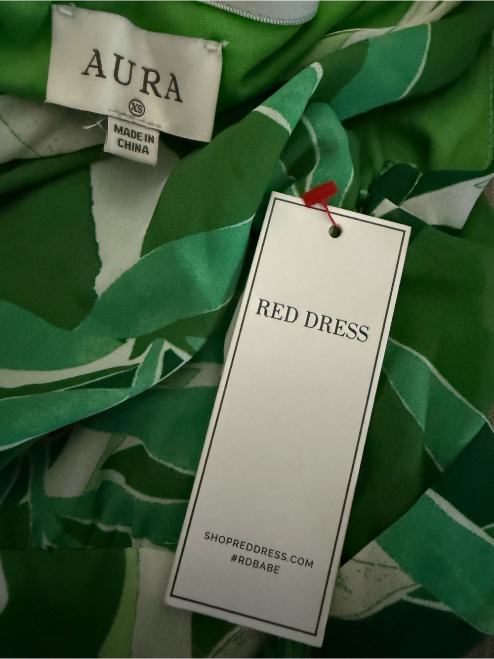 Red Dress Green and White One-Shoulder Tropical Maxi Dress - Picture 4 of 4